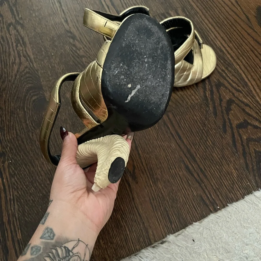 Givenchy Gold Croc-Embossed Heels - Picture 10 of 11